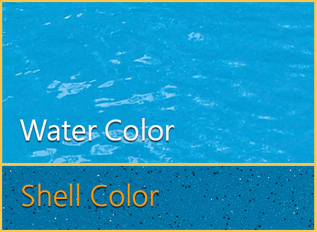 California Shimmer fiberglass pool finish showing the water color and shell color