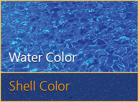 Ocean Shimmer fiberglass pool finish showing the water color and shell color