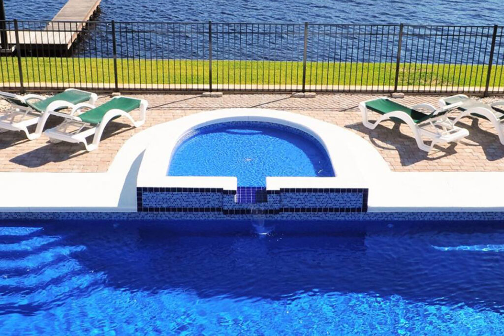 lounging ledge by a pool