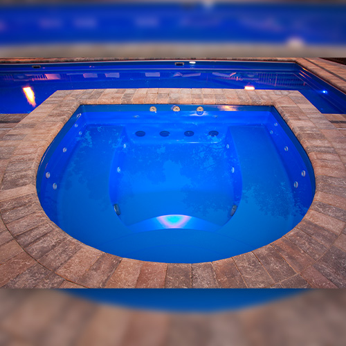 Horseshoe fiberglass spa